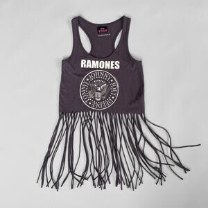 Y2K 1234 Fringe RAMONES Deconstructed Band Tee Racer Back 2012 Tank Top PUNK